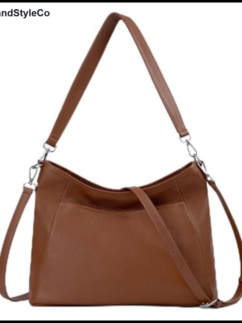 Genuine Leather Hobo Crossbody Bag Women Soft Large Handbag 2 Straps